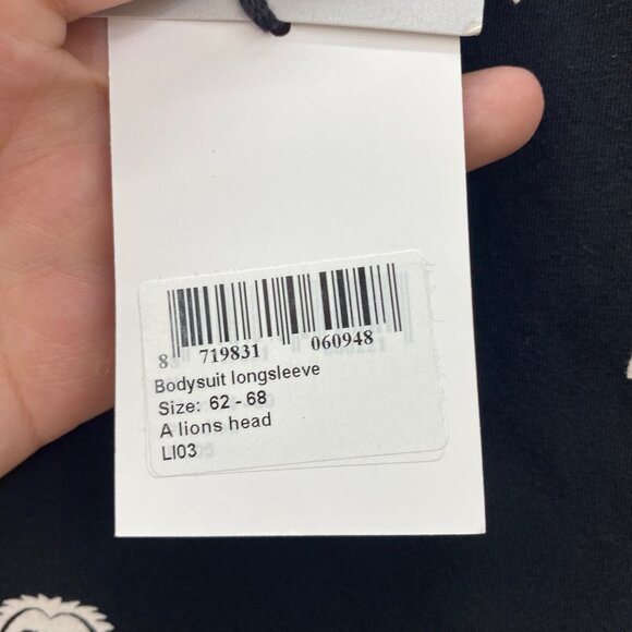 Carlijnq Lions Head Black Organic Cotton Bodysuit Infant Baby size 3-6 Month NEW - Picture 6 of 10